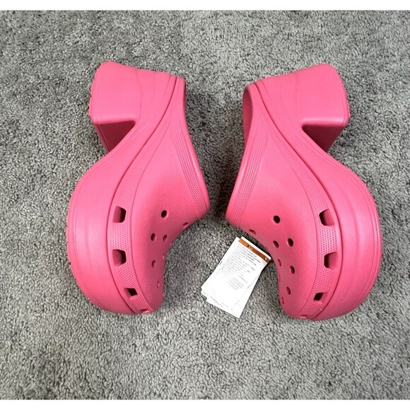 NWT Crocs Siren Clog Pink Crush Platform High Heel Women Size 12 Barbie Hot Pink - Picture 4 of 10